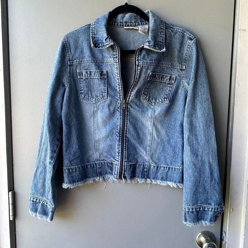 Y2K Faded Glory Fray Denim Jacket